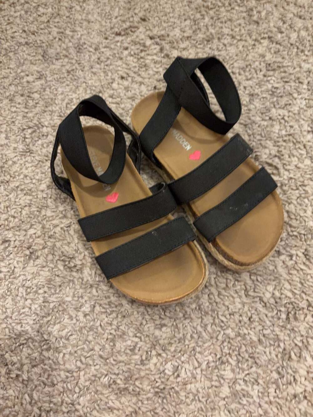 Steve Madden TKIMMIE Black Elastic Strap Sandals Size 10 toddler